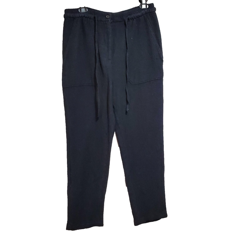 Zara Men Black Pull On Drawstring Casual Pants Size Medium Trouser Pockets
